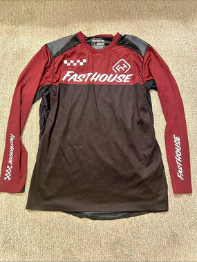 FastHouse Alloy Block Long Sleeve MTB Jersey Red & Black Large